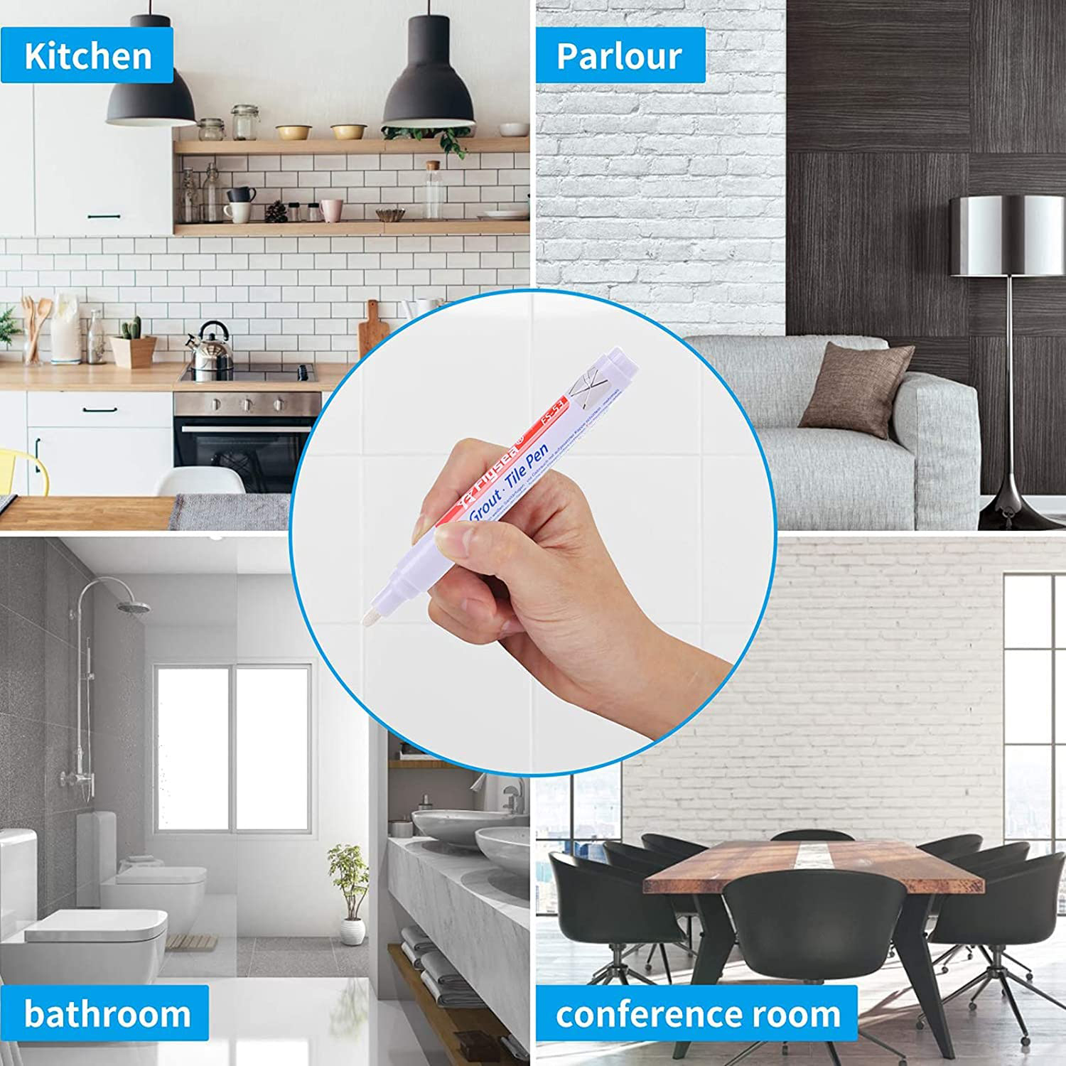 Grout Pen Waterdichte Tegel Marker Muurnaad Pen, voor Tegels Vloer Badkamer Decontaminatie Naad Reparatie (Zwart, Wit, Beige)