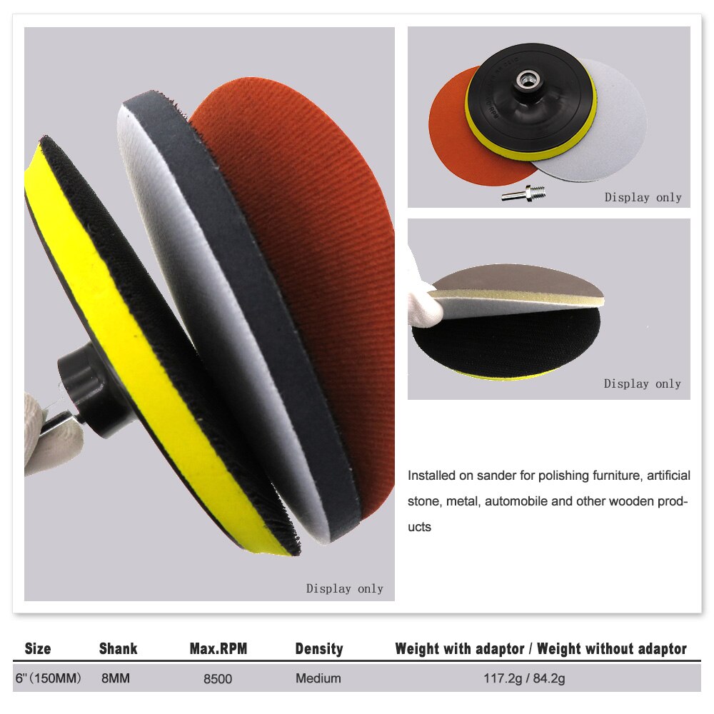 6 Inch Rotary Backing Pad M14 Thread Polishing Pad Hook and Loop Car polishing waxing pad