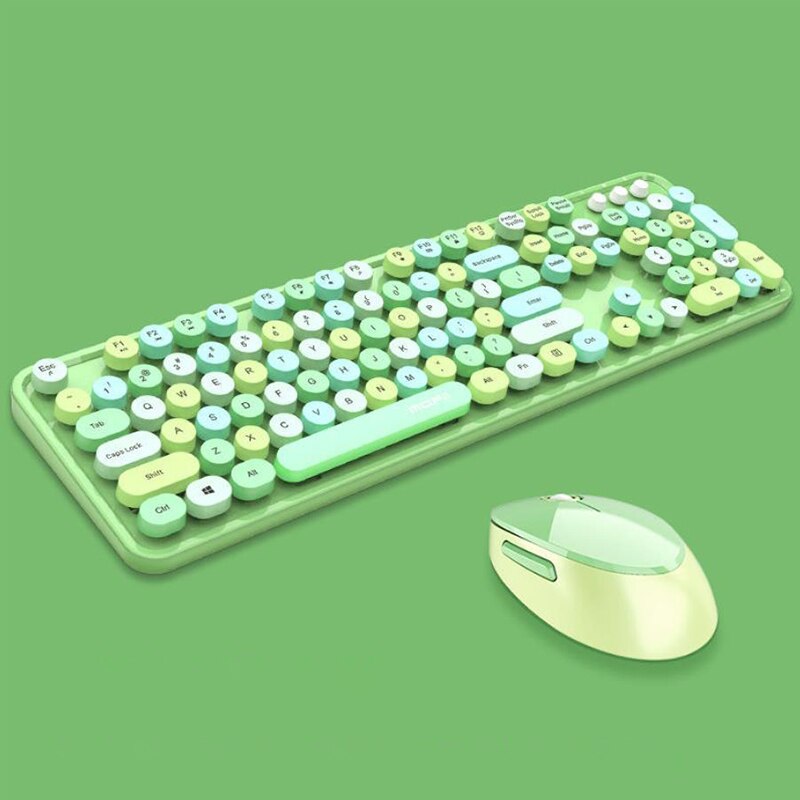 Wireless Girly Pink cute Gaming Mechanical Keyboard and mouse Silent Backlight Round key keyboard for office PC Laptops gamer: 4