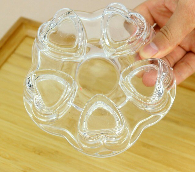 1PC Teapot Warmer Heart Heating Base Coffee Water Scented Tea Trivet Candle Clear Glass Heat-Resisting Insulation Base JQ 1076