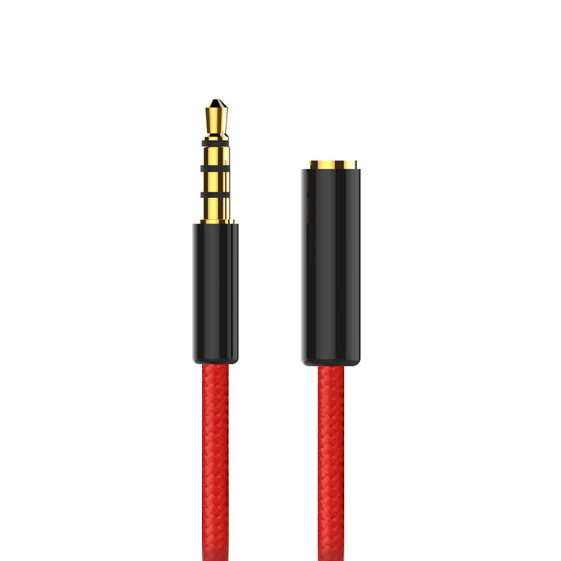 JianHan Audio AUX Cable 3.5mm Jack Speaker Cable 4 Poles Nylon Braided Headphones AUX Extension Cable for Microphone Car MP3 MP4: Grey / 1.8 m