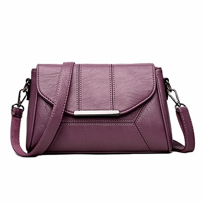 Women Messenger Bags ladies Crossbody Bags For Girls Pu Leather Handbags Women Shoulder Bags Solid: Purple