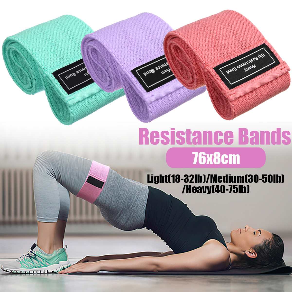 3PCS Squats Resistance Band Hip Legs Yoga Band Home Indoor Fitness Gym Equipments Squat Expander Training Workout Exercise