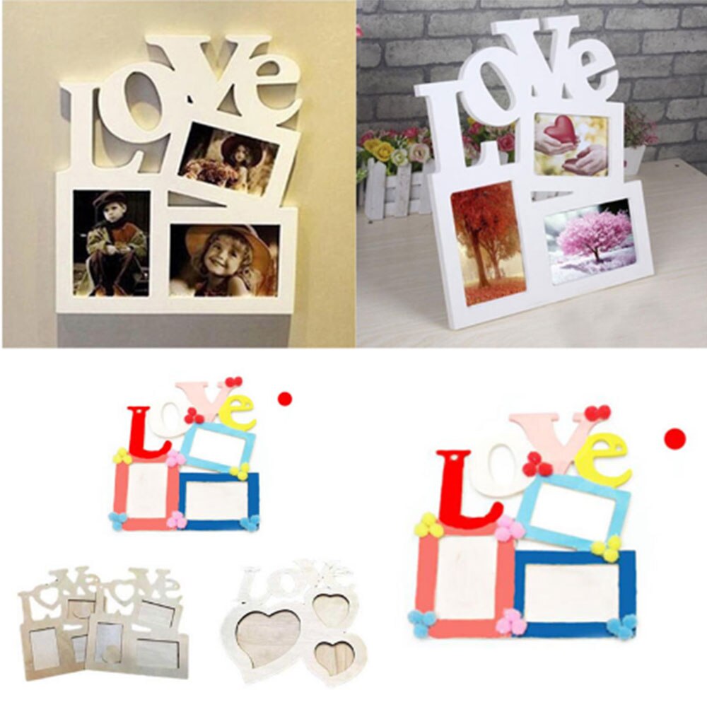 Sneeuw parel klei model LIEFDE frame hout Home Decoratie DIY voor Vriend Kinderen Hart