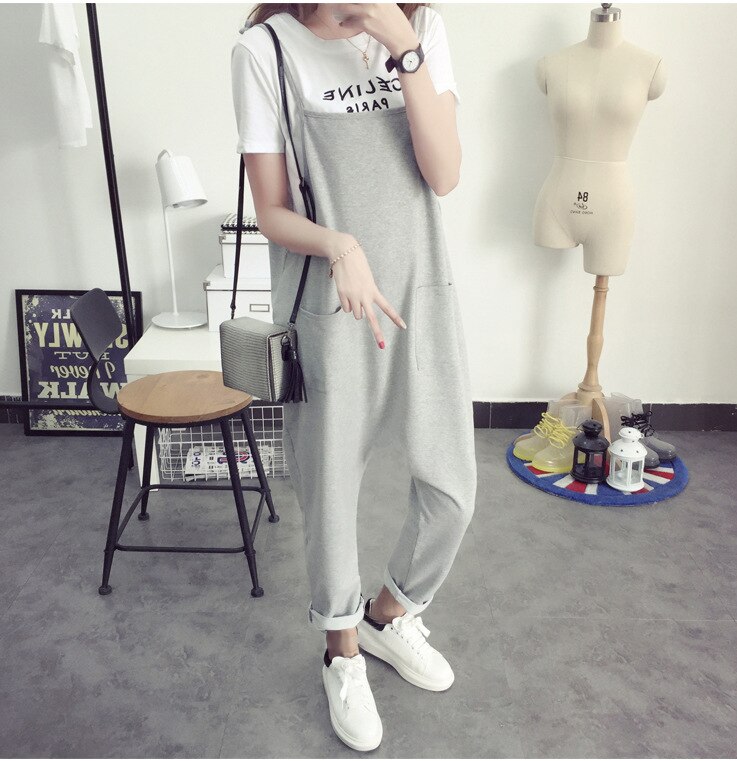Gravid haklapp byxor gravid byxa skärp plus size xxxl kläder-för tjocka-kvinnor gravid-overall jumpsuit enfärgad kvinnor: Grå / Xxl