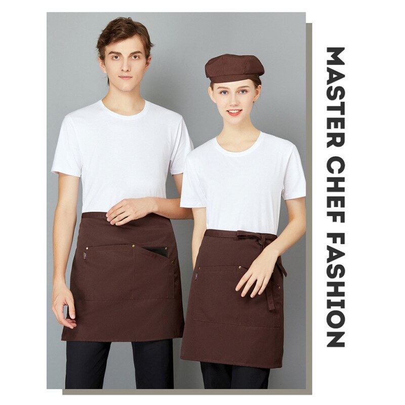 Short Half Apron Restaurant Cooking Hotel Waist Chef Apron Work uniform Sleeveless bib Waiter Waitress Cook Apron Universal
