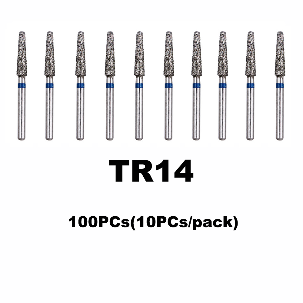 100PCs Dental Diamond Burs Drill Dentistry Burs Dia-burs for High Speed Handpiece Handle Diameter 1.6mm Dentist Tools BR31 FO32: 100PCs TR-14