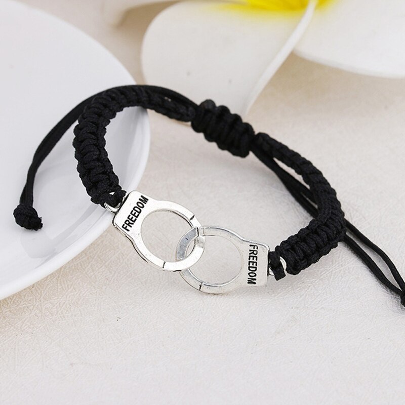 Diffone Handschellen Paar Armbänder Für Liebhaber Handgemachte Geflochtene Schwarz Seil Braslet Abstand Gepaart Braclet Partner Brazalete