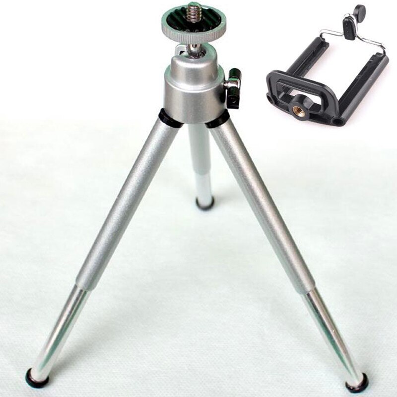 Trépied léger à 2 sections avec Clip de téléphone, support, pour Huawei, Samsung, Xiaomi, monopode,: Sliver with Clip