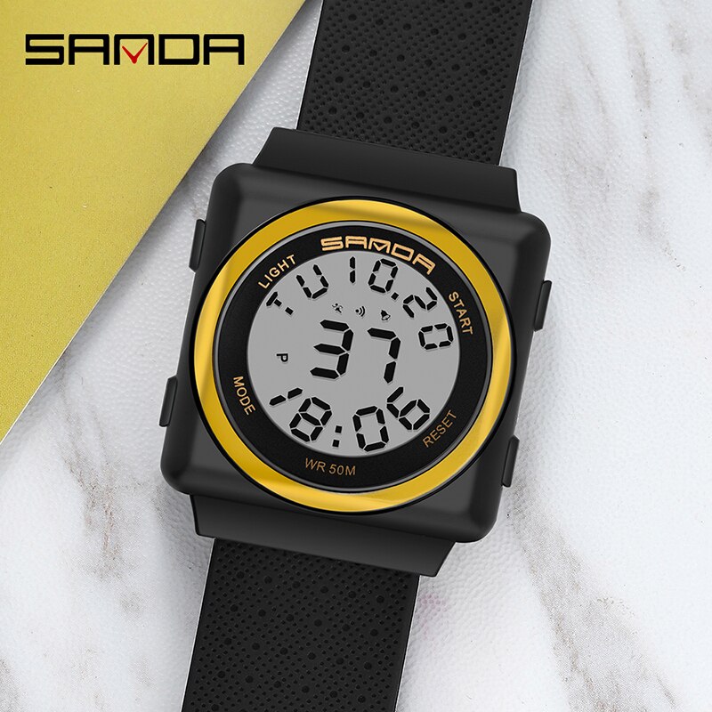 Sanda herre sportsur kronograf herre ur top vandtæt nedtællingsur digitalt armbåndsur relogio masculino