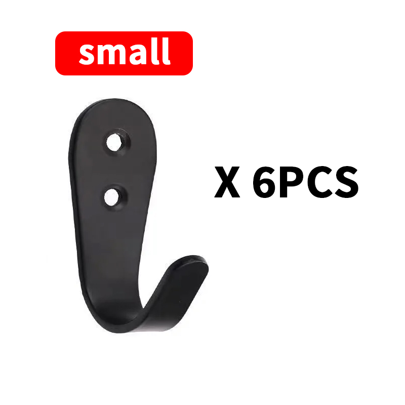 Wandkapstokken, 6-pack zwarte kapstokken, aan de muur gemonteerde enkele deurhaken, grote J metalen haken voor keuken, slaapkamer, badkamer: Zilver