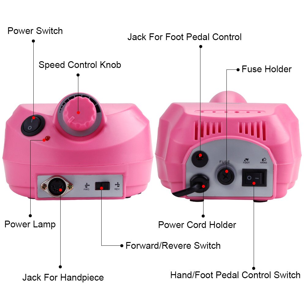 Electric Machine Apparatus for Manicure Pedicure Kit Milling Cutter Ceramic Nail Drill Art Polisher Tool Bits Sanding Bands