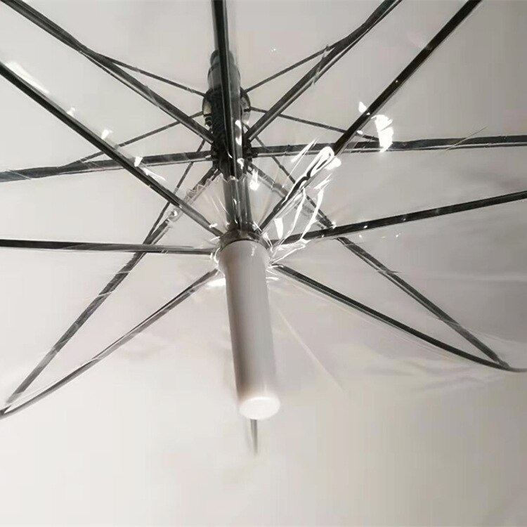 Transparante Lange Steel Paraplu Plastic Poe Transparant Blad Kooi Parasol Paraplu Parasol Vrouwelijke Semi-Automatische Zonnescherm