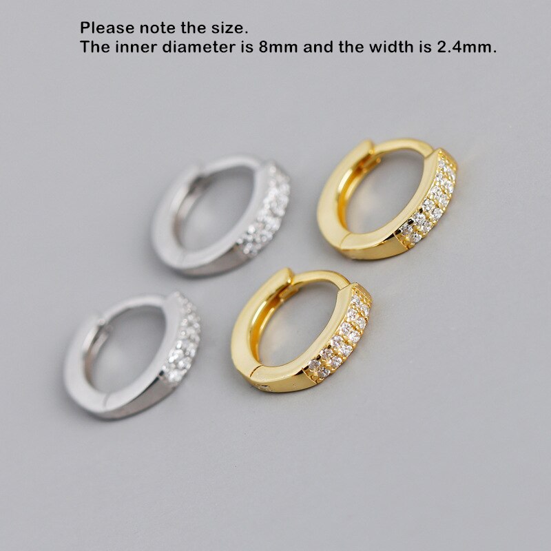 925 Sterling Silver Earring Zircon Wave Geometry Ear Ring Ear Bone Ear Buckle Mini Cute Trend Wild Boy Girl Ear Jewelry