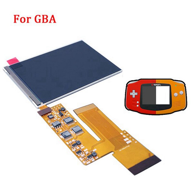 Replacement IPS LCD Screen with Ribbon Cable Screen Cover Repair Full Kit for GBA GameBoy Advance GBA Game Console