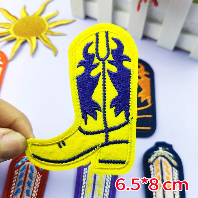 Boot Strijken Patch Embleem Kleding Jas Hoed Accessoires Badge Sticker Geborduurde Zon Cowboy Borduren Opstrijkpatches: NICKEL