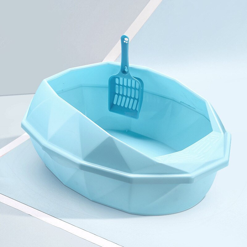 Caja de arena de plástico desmontable para mascotas, sartenes reutilizables antisalpicaduras semicerradas para gatos, suministros de limpieza de inodoro para mascotas: 3