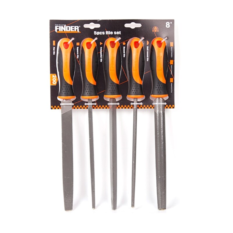 69HF Steel Rasp File Flat Triangle Round Square Half-Round Medium-Toothed Metal Files Set Metalworking Woodworking 5 Pcs