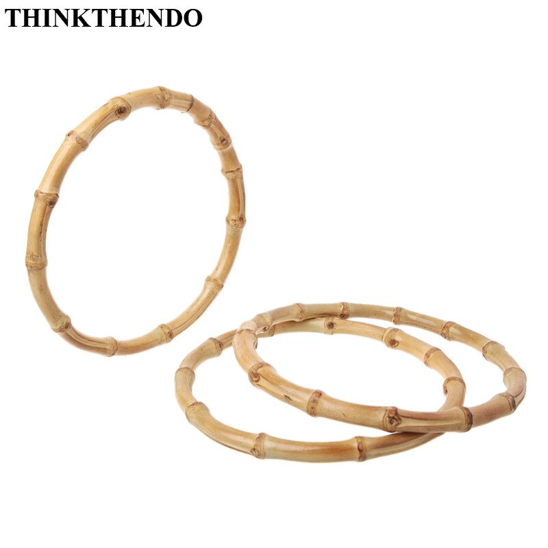 THINKTHENDO Round Bamboo Bag Handle for Handcrafted Handbag DIY Bags Accessories