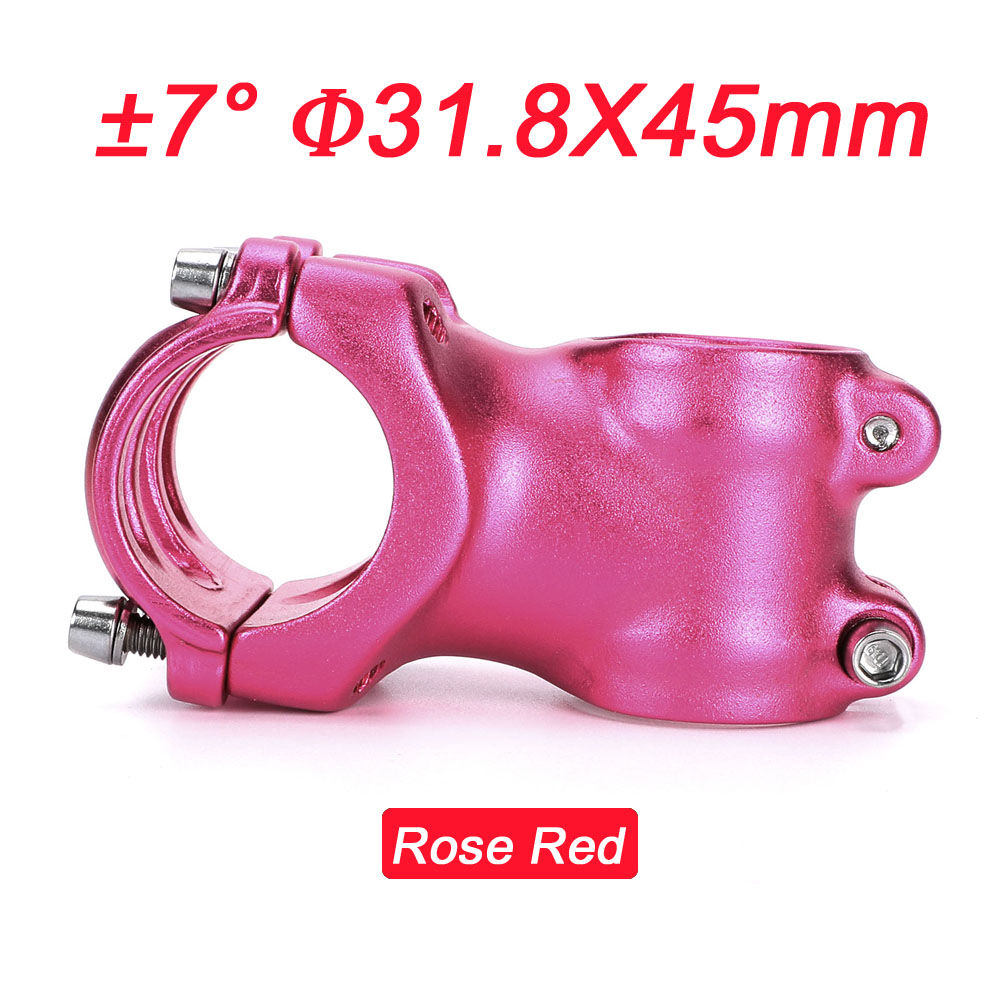 Mtb short stem 7 degree 45mm ultralight stem aluminium 25.4/31.8mm mountain road sykkelstamme matt stilk sykkelstamme sykkeldeler: 31.8 x 45 rose rød