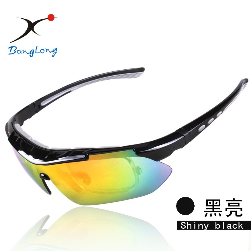 Gepolariseerde sportbril / fietsbril / fietsbril met 5 lenzen verwisselbare zonnebril: Zwartgrijs