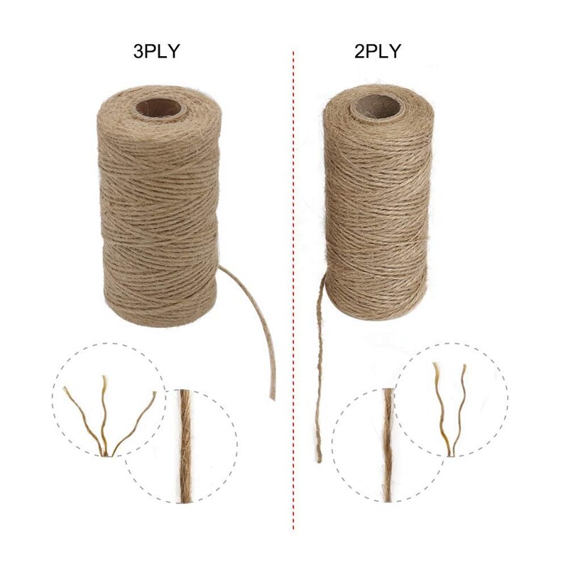 2pcs x 333 feet 2mm 3Ply jute twine, package tied with twine, natural brown winding garden, , crafts rope