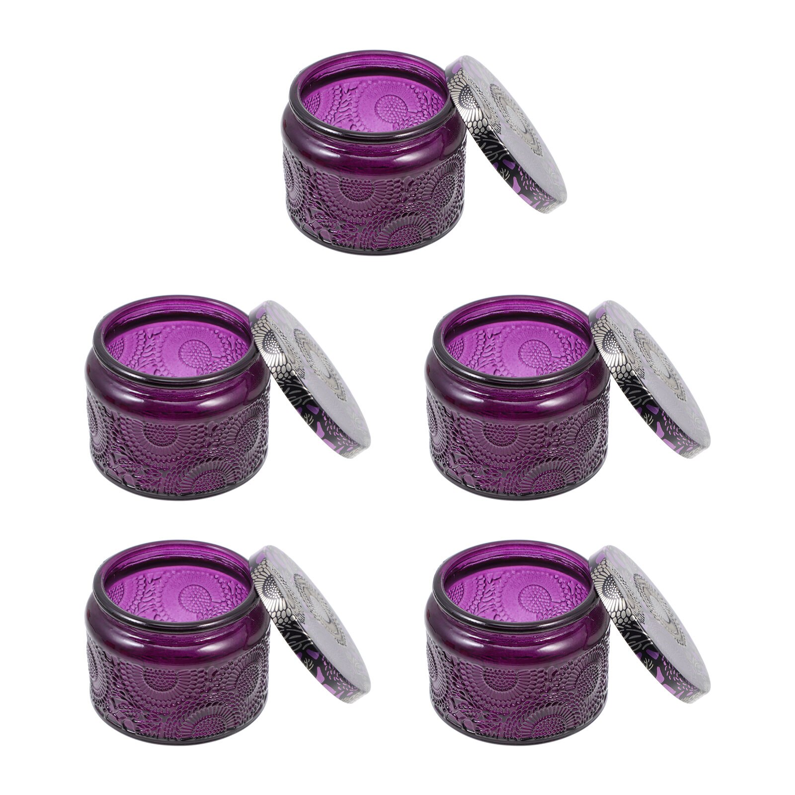 Bocaux à bougies exquis, 5 pièces, bougeoirs à faire soi-même, récipients pour bougies d'aromathérapie: Purple