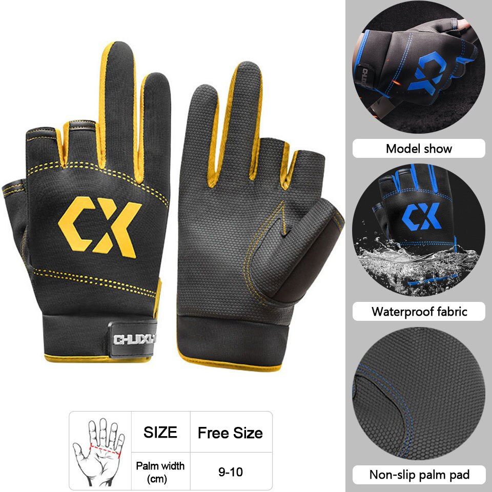 Männer Angeln Handschuhe Im Freien Nicht-slip Angeln Schutz Handschuhe Drei Finger Cut Sport Halbe Finger Handschuhe Angeln Wasserdicht: Type B Yellow