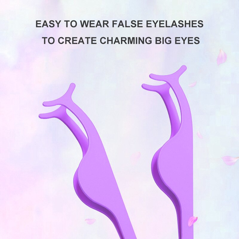 Manooby Stainless Steel Eyelash Tweezers False Eyelashes Applicator Eyelash Extension Curler Nipper Auxiliary Clamp Makeup