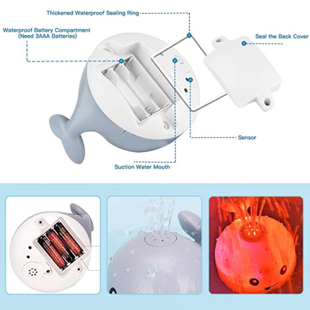 Cute Cartoon Whale Floating Spraying Water Bath Toys Spout Spray Shower Bathing Swimming Bathroom Toy