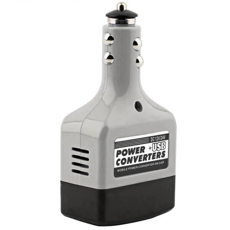 Convertidor de energía para coche, transformador, cargador de teléfono móvil, interfaz USB, Adaptador convertidor de 12V/24V a 220V: Default Title