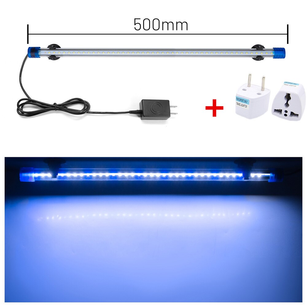20-50CM Aquarium Light LED Fish Tank Submersible Light Lamp Waterproof Underwater LED Lights Aquarium Lighting: 50cm White Blue