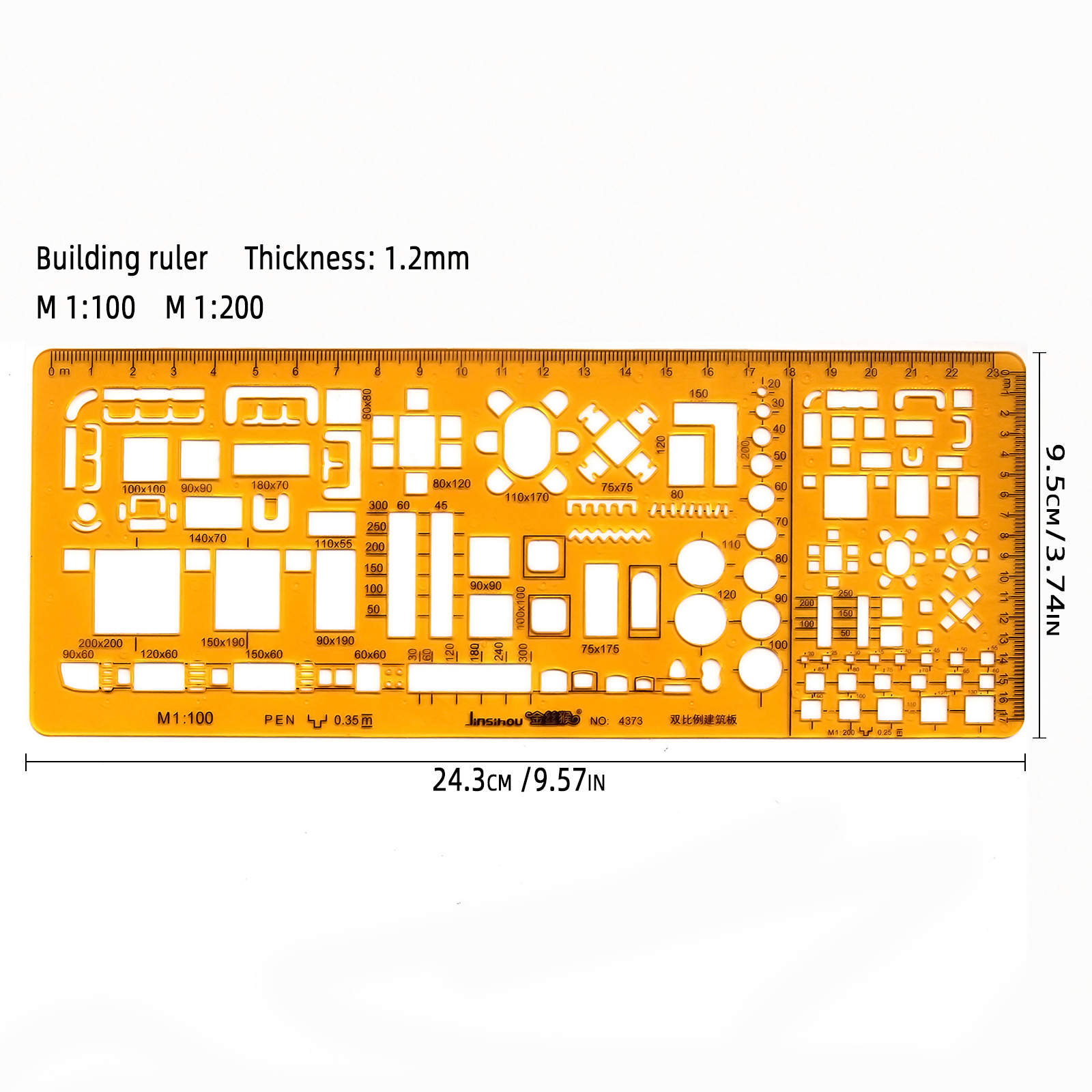 Circular oval ruler durable K Resin drawing furniture architect template drafting ruler template measuring ruler: Dark Grey