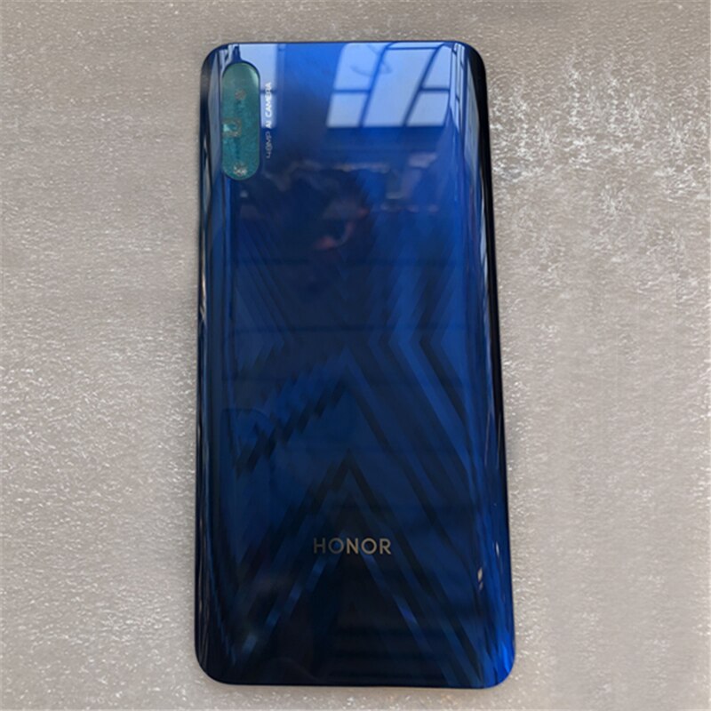 Voor Huawei Honor 9X Onderdelen Batterij Back Cover Deur 3D Glas Telefoon Behuizing Case Batterij Cover: Blue