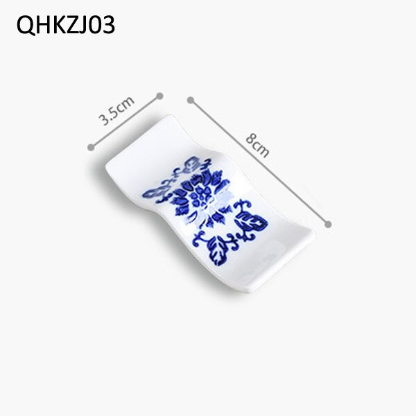 Keramik Essstäbchen Rest Hand bemalt Blau Weiß Porzellan Essstäbchen Halfter Blume Rattan aufbringen Platziert Suppe Löffel Stäbchen: 1PC-QHCKZJ03