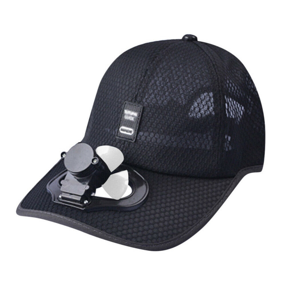 Zomer Fan Cooling Baseball Cap Hoed Usb Opladen Ademend Schaduw Zonnebrandcrème Hoed Vereist Vissen Zomer Sport Outdoor: black