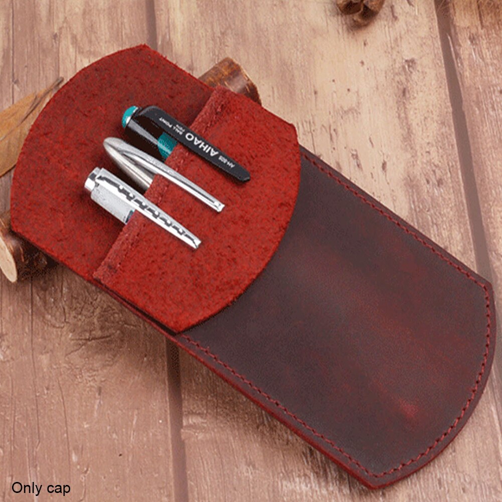 Essentials Werk Schoolbenodigdheden Student Kantoor Draagbare Retro Pocket Protector Pen Houder Pu Leather Pouch Handgemaakte Etui