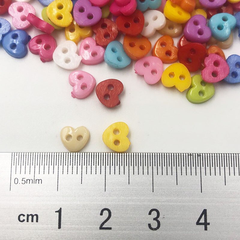 100PCS 6mm Resin Heart Mini Tiny Buttons Craft Sewing Tools Decorative Button Scrapbooking Garment DIY Apparel PT210