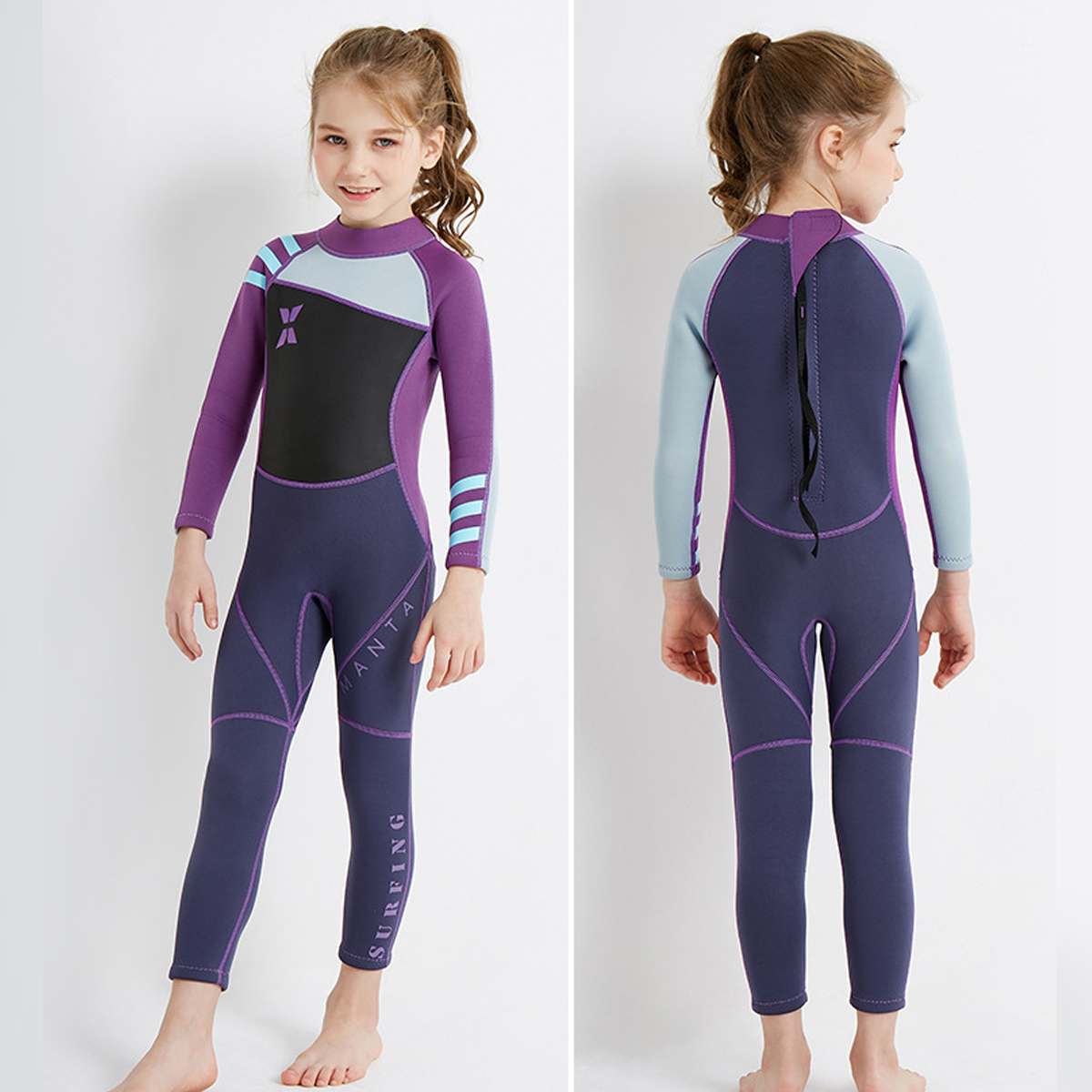 2.5MM Neoprene Nylon Kids Long Sleeve Surfing Diving Wetsuit Children Girl Swim Suit