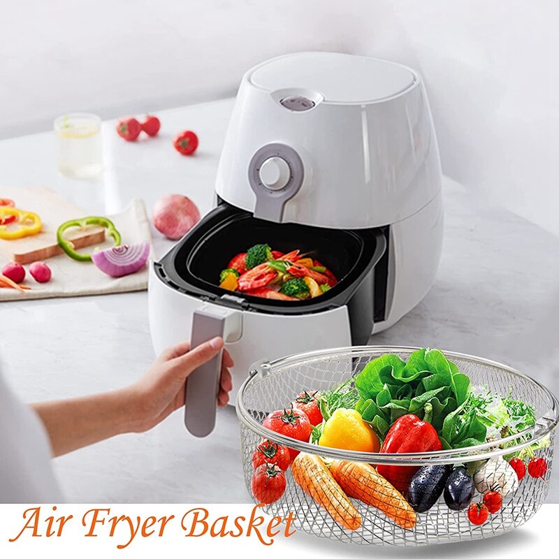 Air Fryer Basket For Mesh Steamer Basket For Ninja Foodi 6.5 8Qt Air Fryer Basket Air Fryer Crisping Basket With Handle