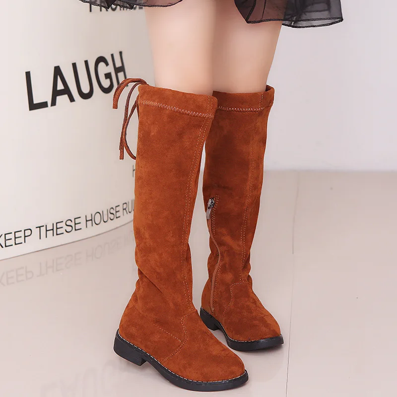 Meninas botas de inverno moda botas de borracha para meninas sobre o joelho crianças botas crianças joelho-alta algodão quente macio volta-amarrado 26-36