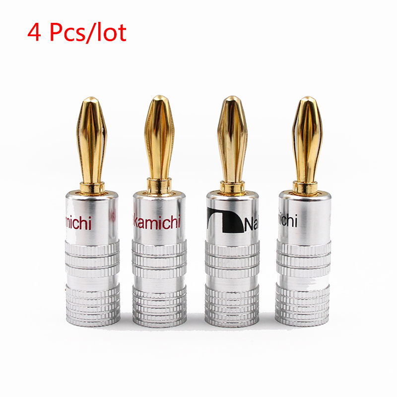 4mm bananowe złącze głośnikowe wtyki bananowe 24K miedziane złote platerowane 4mm złącze typu banan Jacek mecz z 4mm zacisk: 4 szt