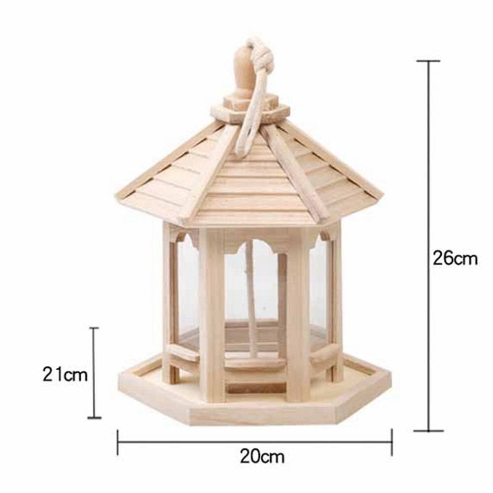 Wooden House Bird Feeder Hanging Feeding Station Hollow Bird Feeder Home Garden Yard Outdoor Pet Decors