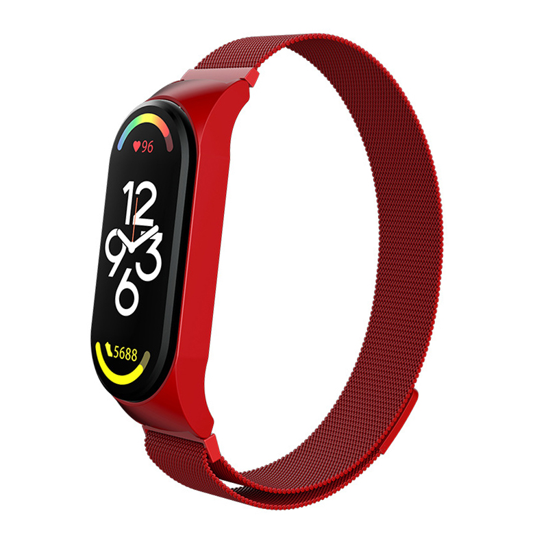 correa mi band 4 5 6 7, Milanese Loop para Xiaomi Mi Band 7, 6, 5 y 4, Correa de reloj de acero inoxidable, pulsera mi band 4, 6, 5, 3, 7 pro: M / Luz Azul