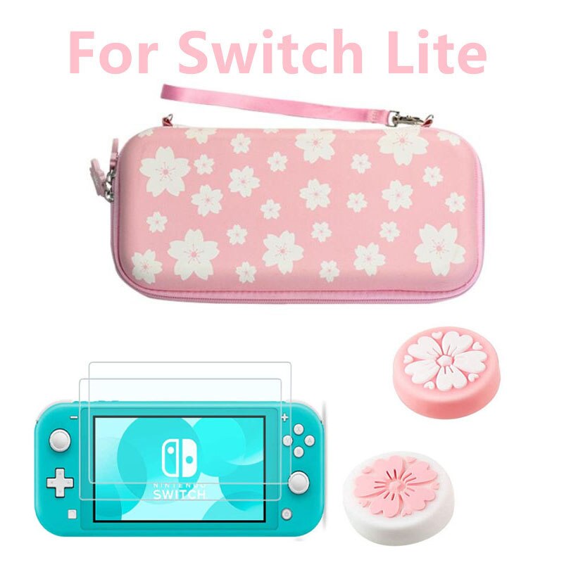 Bolsa de flores de cerezo para Nintendo Switch, estuche de almacenamiento portátil, carcasa dura, Kit de cubierta para consola NS NX: ns lite pack 2