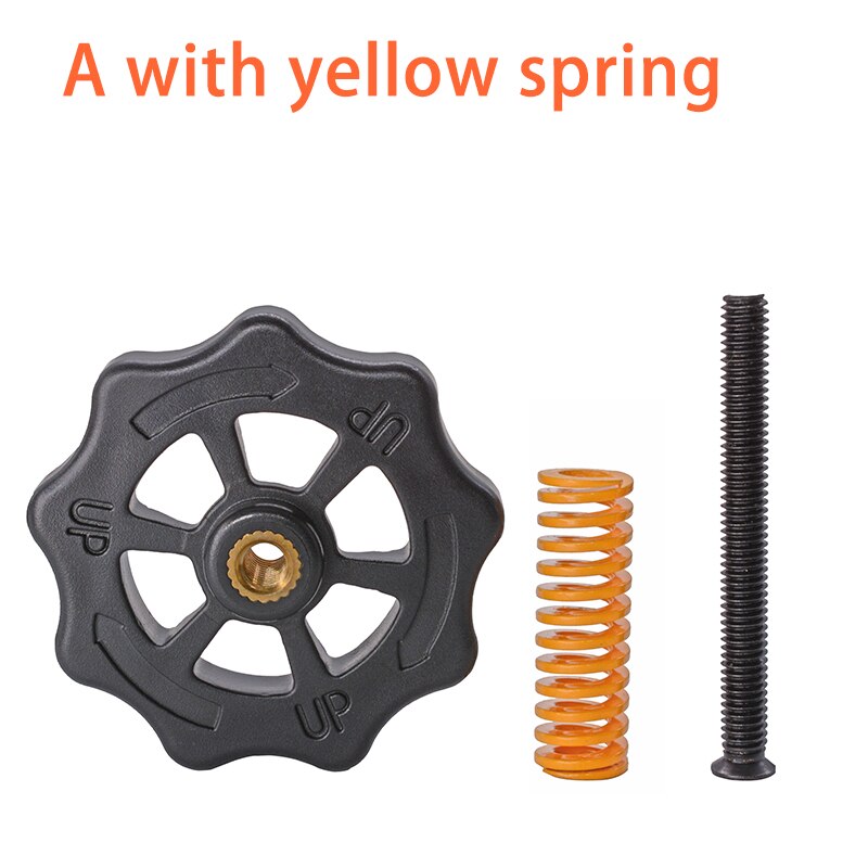4PCS M3/M4 Heat Bed Leveling Spring Knob Parts 3D Printers Print Platform Screw Nuts Calibration Accessories: A with yellow spring