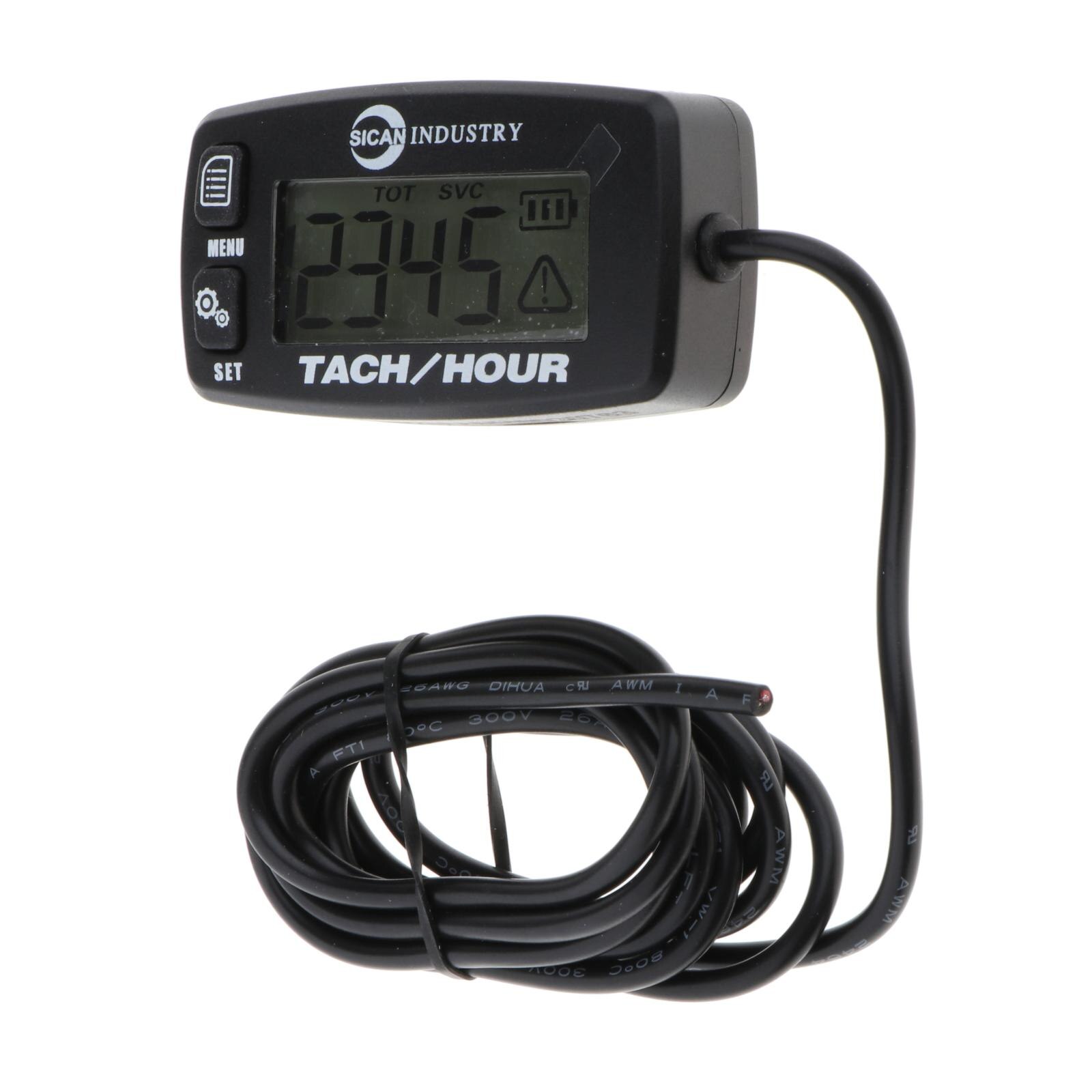 High Precision Backlit Digital Tach Hour Meter Tachometer for 2/4 Stroke Engine