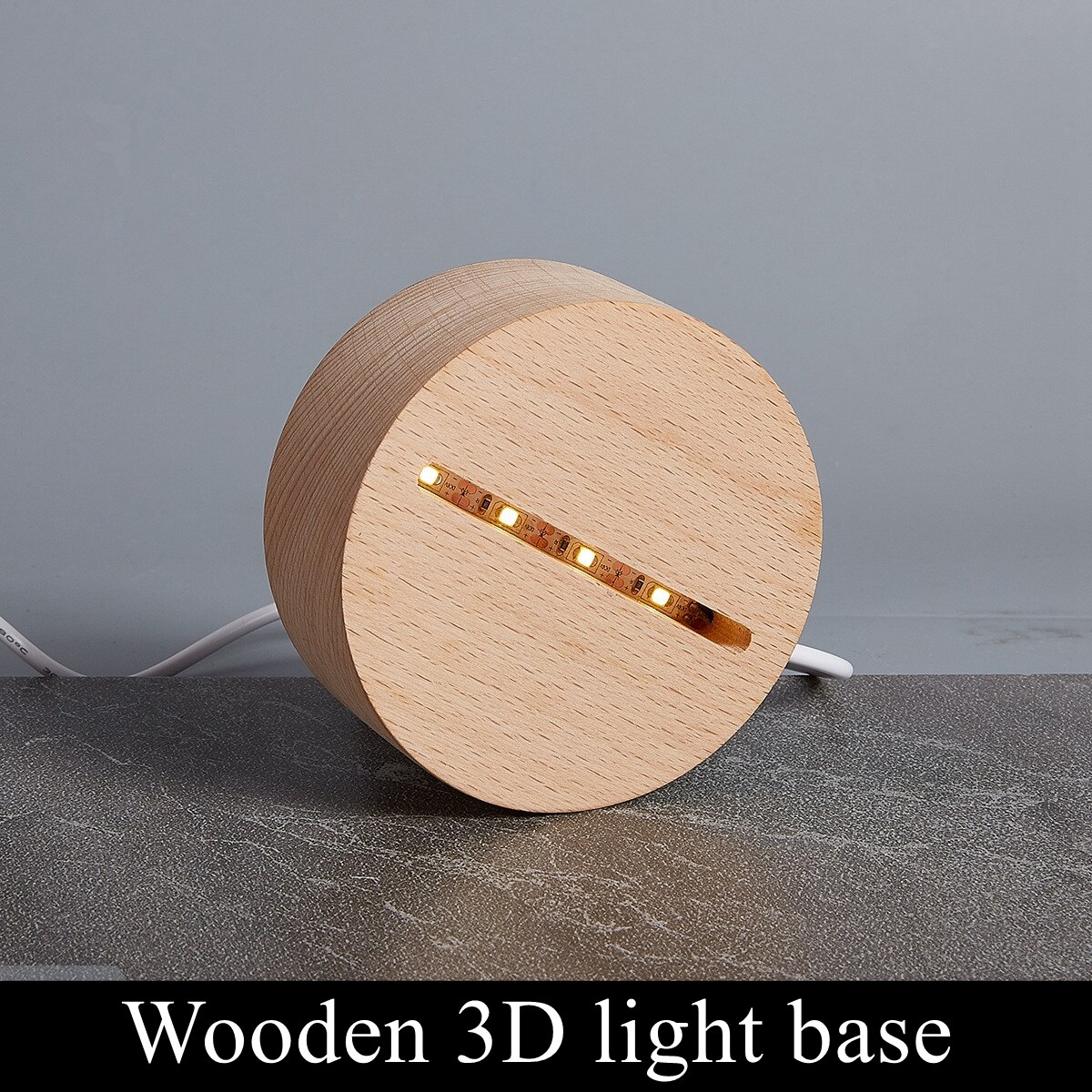 Ronde Houten 3D lichten base USB Led lamp Kabel schakelaar Moderne Nachtlampje Acryl Led lamp Gemonteerd Base