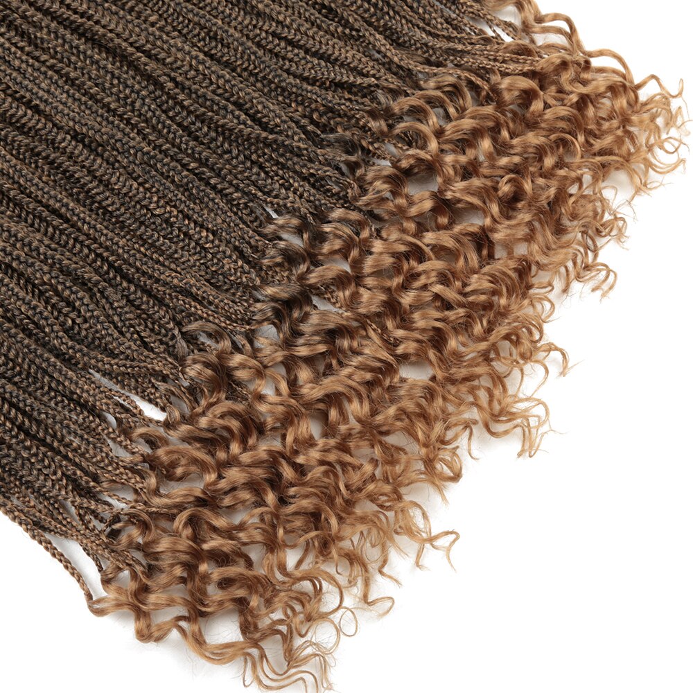 30inch Crochet Hair Box Braids With Curly Ends Synthetic Hair Braid 24 Strands Braiding Hair Extensions For Women