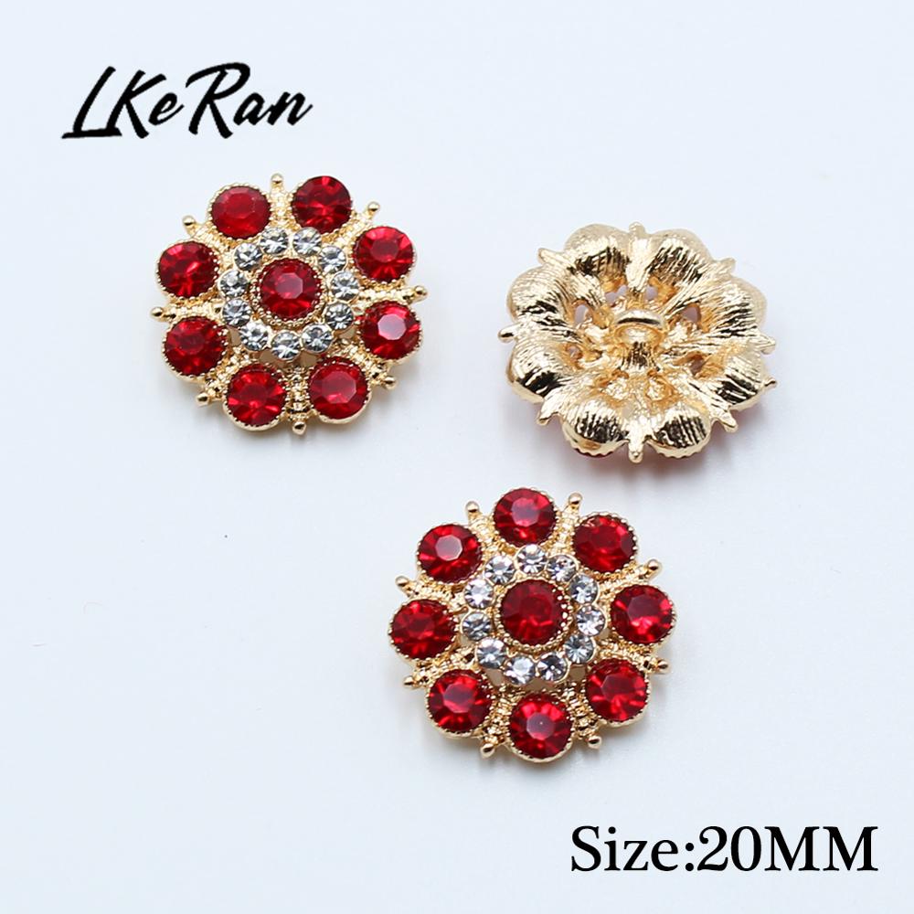 10 pièces de boutons en diamant strass de 20MM, Base de tige en alliage pour bricolage, accessoires de couture, décorations de mariage artisanales